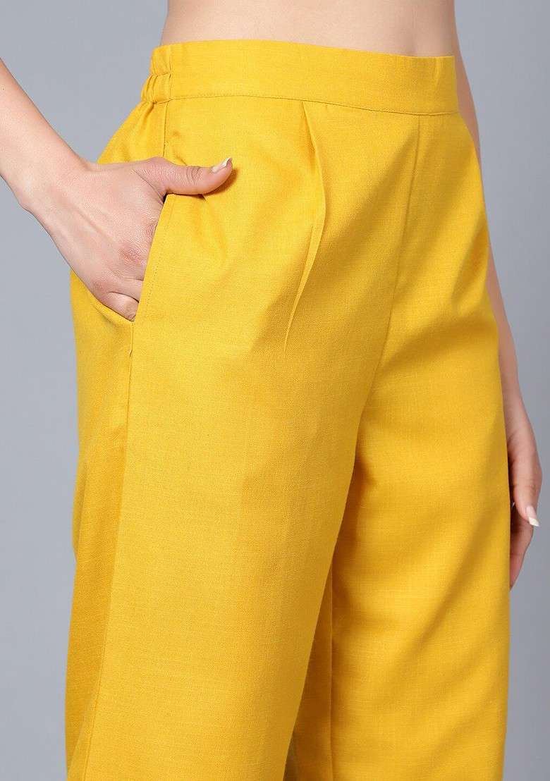 Mustard Yellow Printed Poly Blend Co Ord Set - Indya