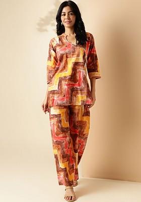 Mustard Yellow Printed Cotton Co Ord Set