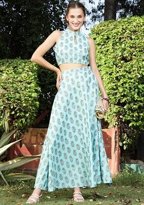 Blue Printed Cotton Co Ord Set