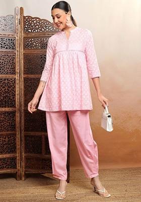 Pink Printed Cotton Co Ord Set