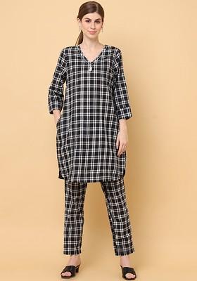Black Printed Cotton Co Ord Set