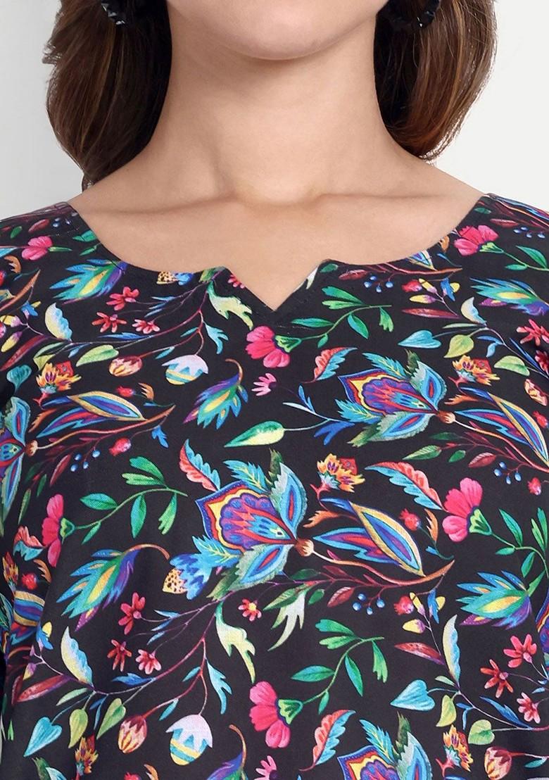 Black Printed Cotton Co Ord Set - Indya