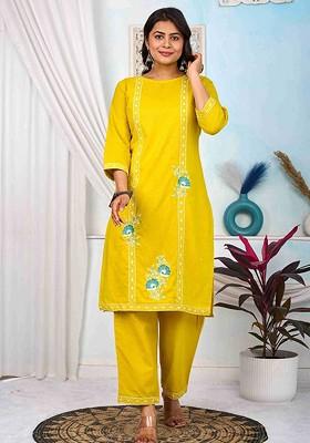 Yellow Printed Cotton Co Ord Set