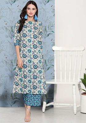 Blue Printed Cotton Co Ord Set