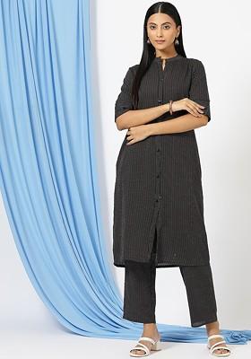 Black Printed Poly Blend Co Ord Set