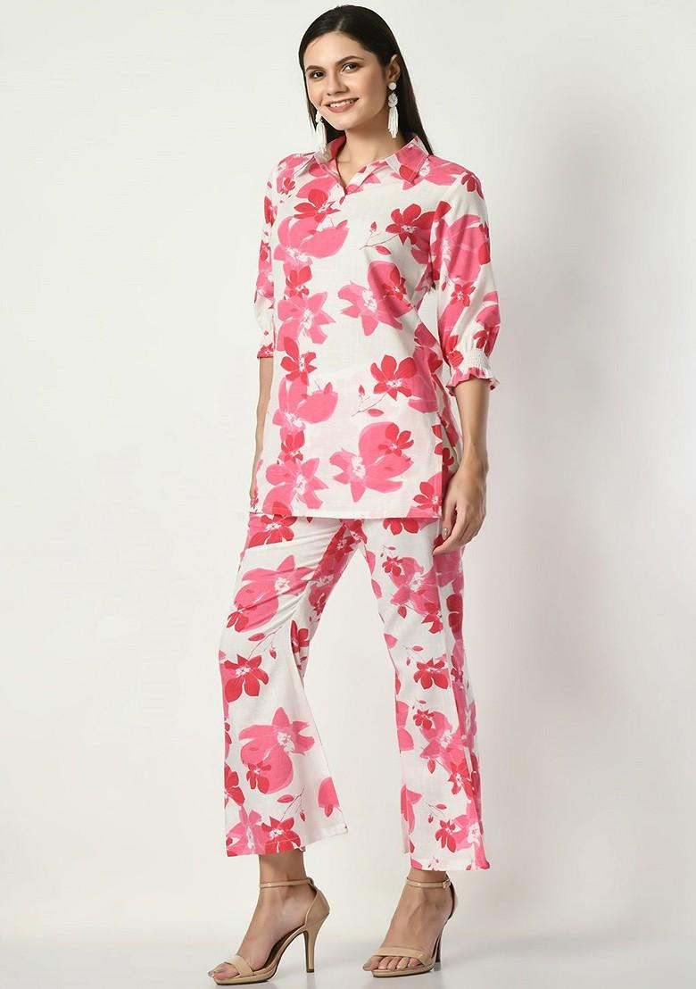 White Printed Cotton Co Ord Set
