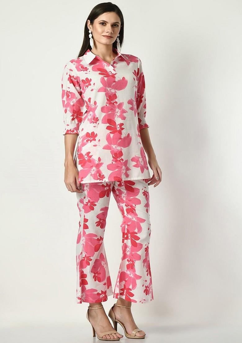 White Printed Cotton Co Ord Set