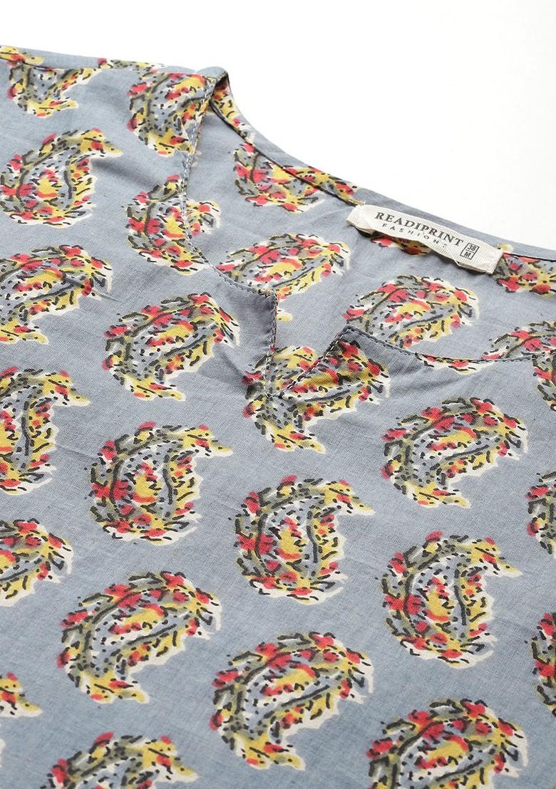 Grey Printed Cotton Co Ord Set - Indya