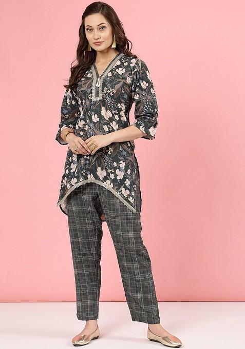 Green Printed Poly Blend Co Ord Set