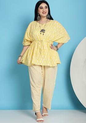 Yellow Printed Cotton Co Ord Set