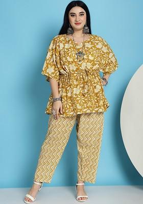 Yellow Printed Cotton Co Ord Set
