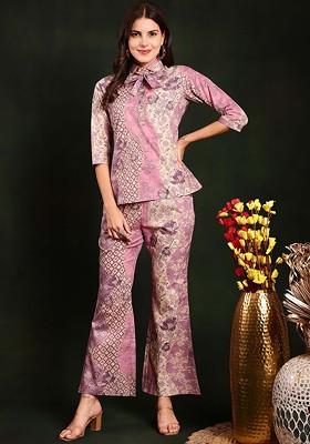 Mauve Blue Printed Cotton Co Ord Set