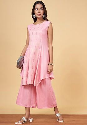 Pink Printed Poly Blend Co Ord Set