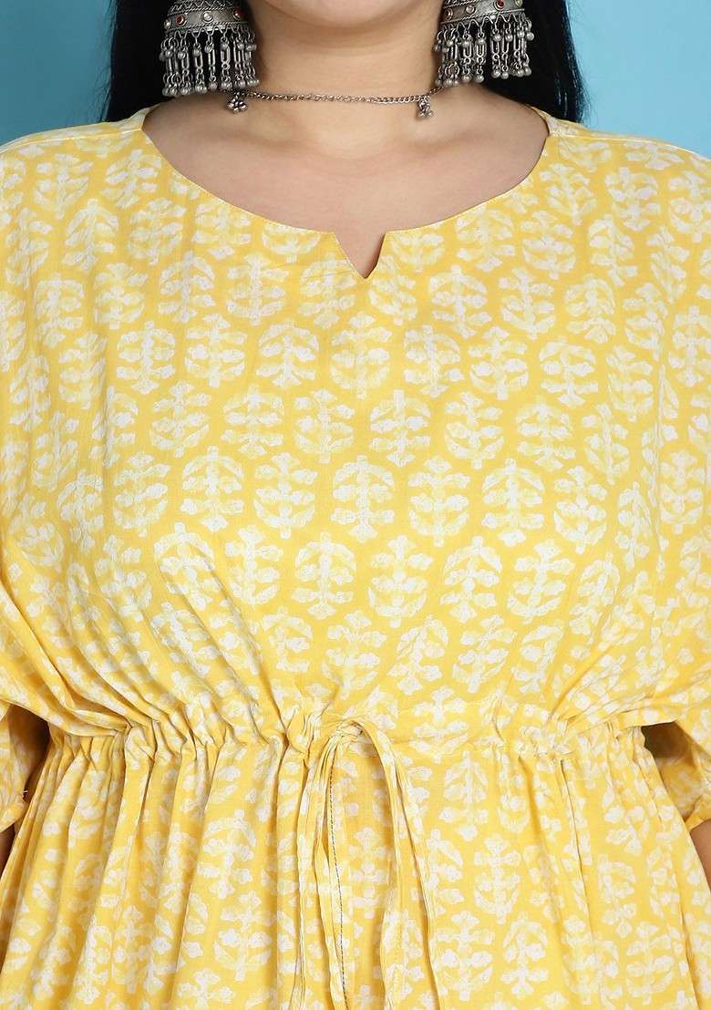 Yellow Printed Cotton Co Ord Set - Indya