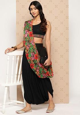 Black Printed Poly Blend Co Ord Set