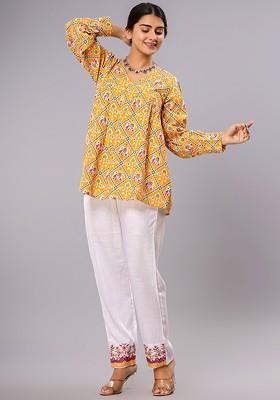 Mustard Yellow Printed Cotton Co Ord Set
