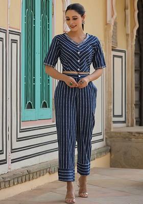 Blue Printed Cotton Co Ord Set