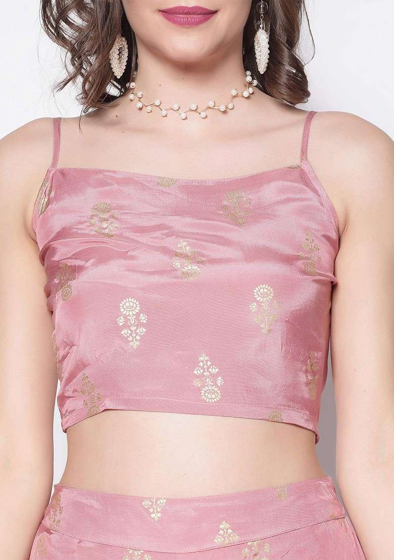 Pink Printed Poly Blend Co Ord Set - Indya