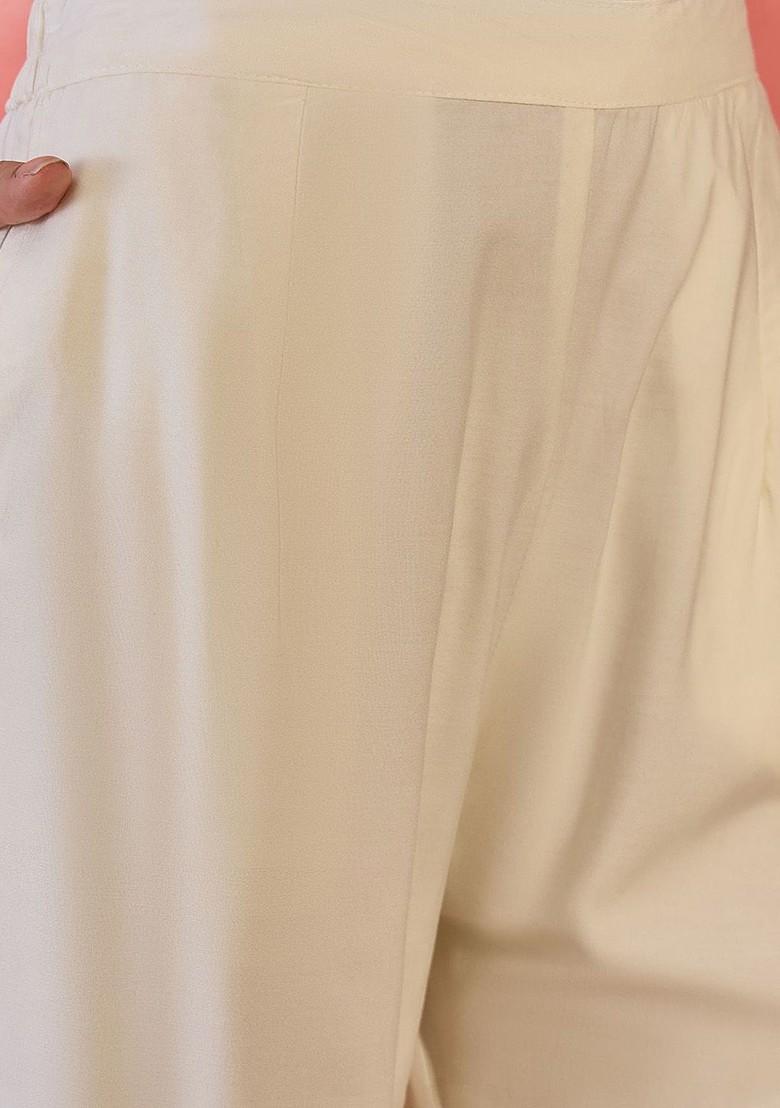 Off White Printed Poly Blend Co Ord Set - Indya