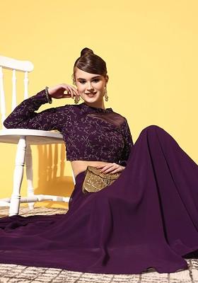 Purple Printed Poly Blend Co Ord Set