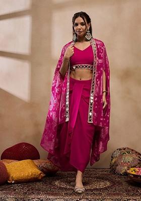 Pink Printed Poly Blend Co Ord Set