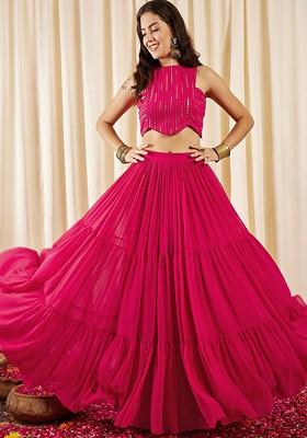 Magenta Printed Poly Blend Co Ord Set