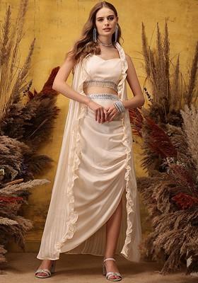 Peach Printed Poly Blend Co Ord Set