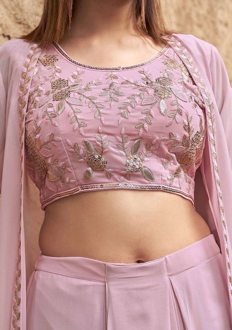 Pink Printed Poly Blend Co Ord Set - Indya