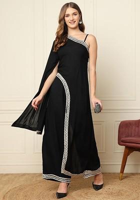 Black Printed Poly Blend Co Ord Set