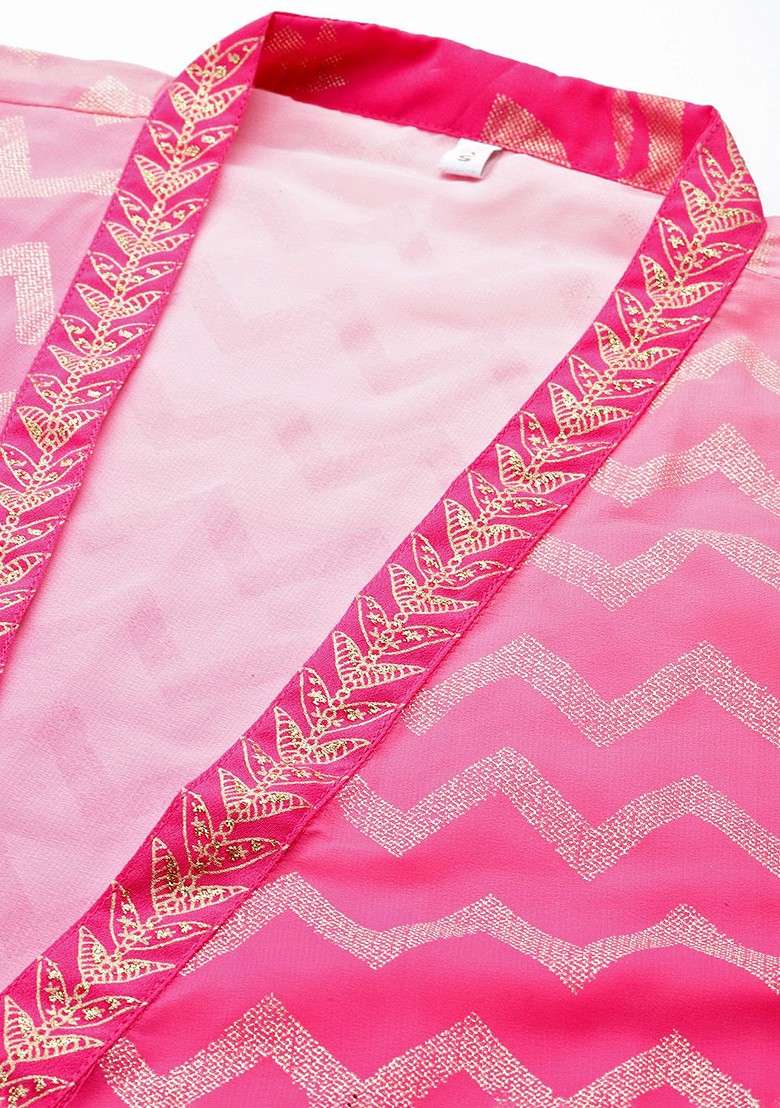 Pink Printed Poly Blend Co Ord Set - Indya