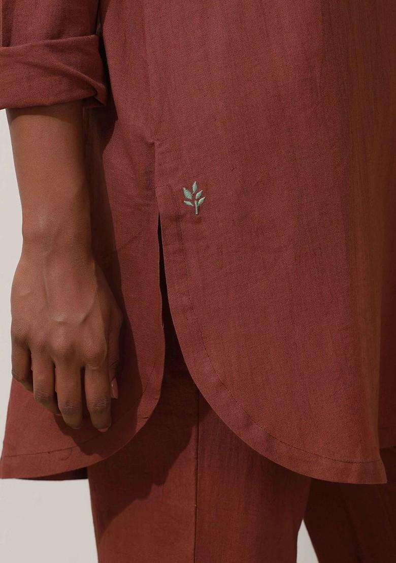 Brown Printed Cotton Co Ord Set - Indya