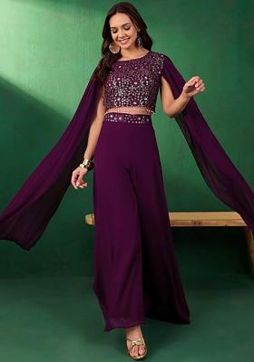 Magenta Printed Poly Blend Co Ord Set