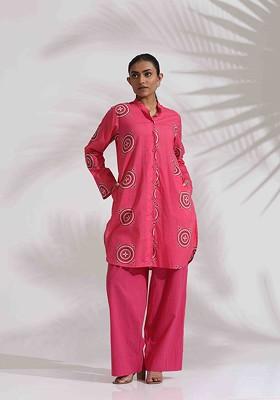 Pink Printed Cotton Co Ord Set