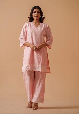 Pink Printed Cotton Co Ord Set