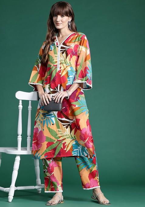 Multicolor Printed Cotton Co Ord Set