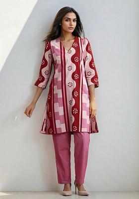 Pink Printed Cotton Co Ord Set