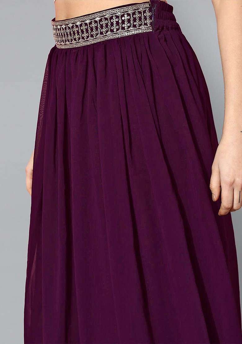 Purple Printed Poly Blend Co Ord Set - Indya
