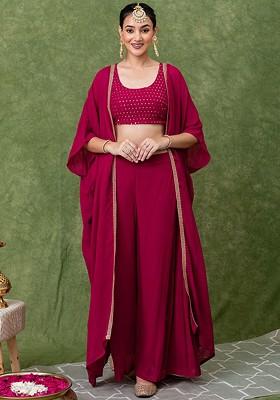 Pink Printed Poly Blend Co Ord Set