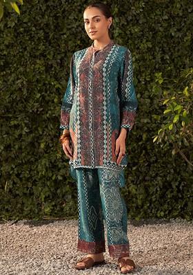 Lavender Printed Poly Blend Co Ord Set