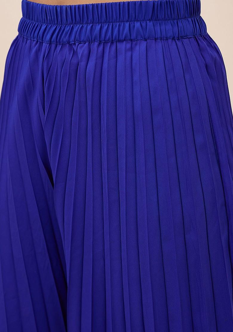 Blue Printed Poly Blend Co Ord Set - Indya