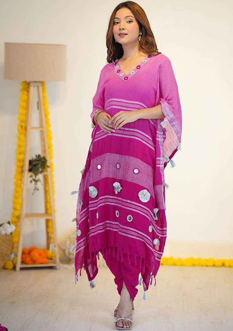 Pink Printed Poly Blend Co Ord Set - Indya