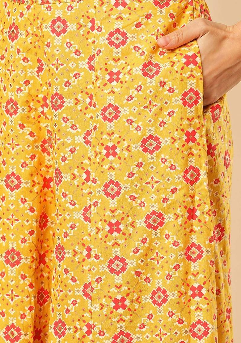Yellow Printed Tunic With Palazzo Coords