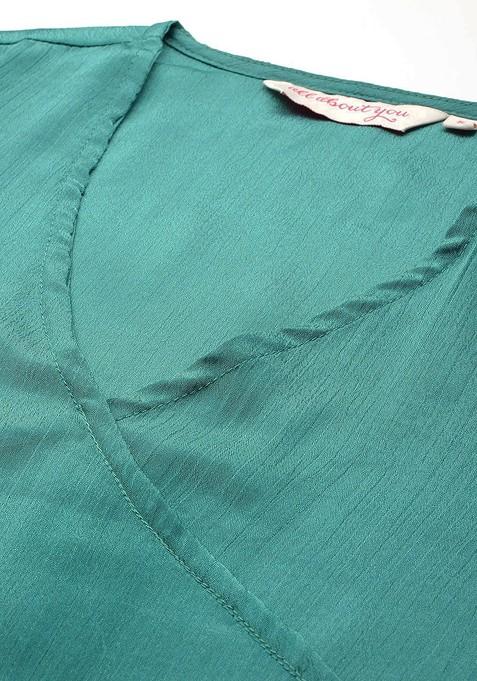 Green Embroidered Detail Wrap Ethnic Coords