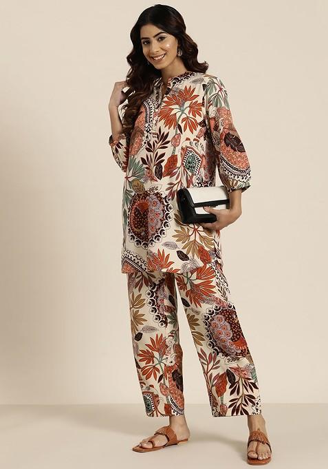 Multi Women Printed Pure Cotton Ethnic Coords Set