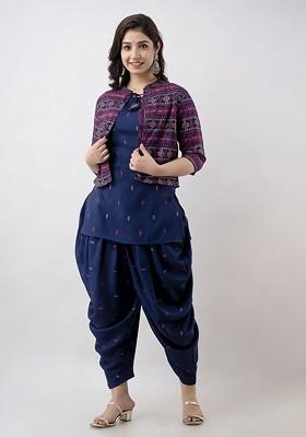 Blue Printed Poly Blend Co Ord Set