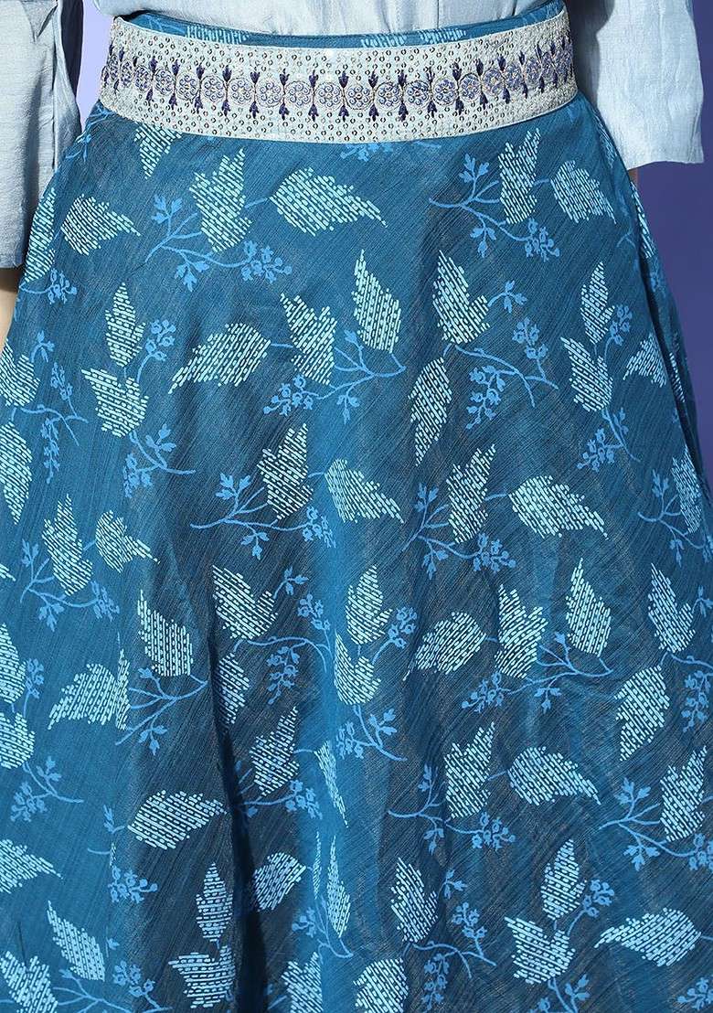 Grey Printed Poly Blend Co Ord Set - Indya