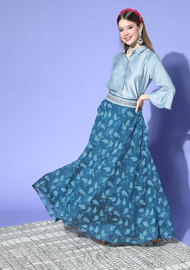 Grey Printed Poly Blend Co Ord Set - Indya