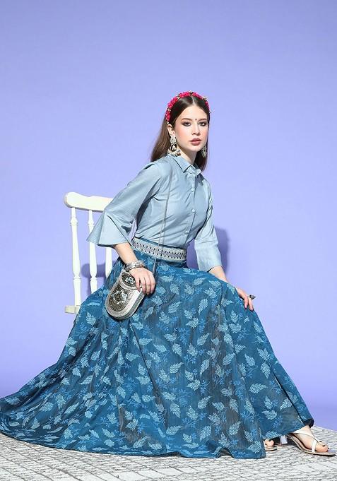 Grey Printed Poly Blend Co Ord Set