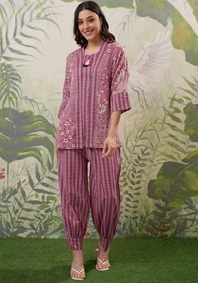 Pink Printed Cotton Co Ord Set
