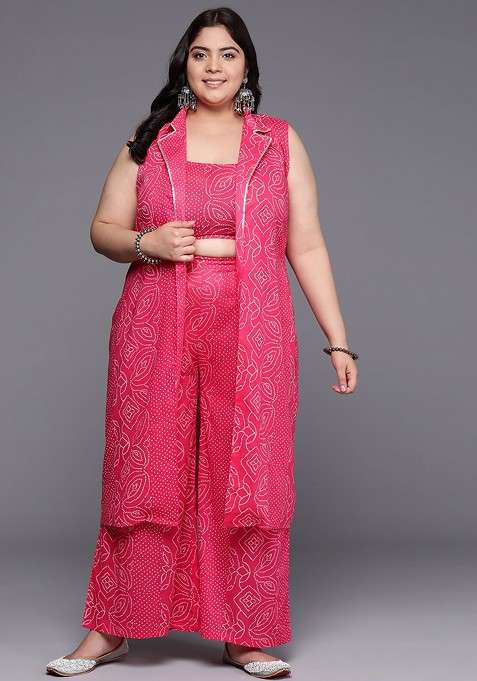 Pink Printed Poly Blend Co Ord Set